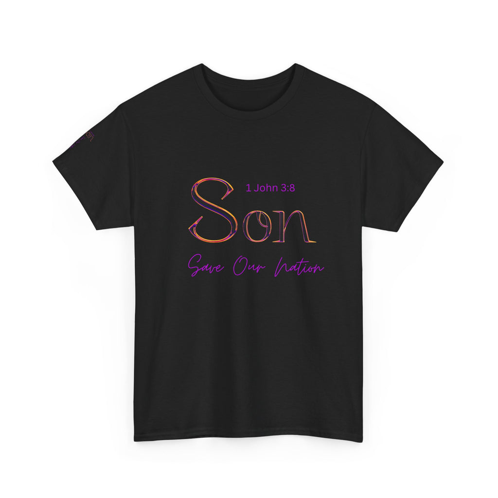 Son Bible Verse T-Shirt — "Son" (1 John 3:8) Savior Our Nation Christian Tee