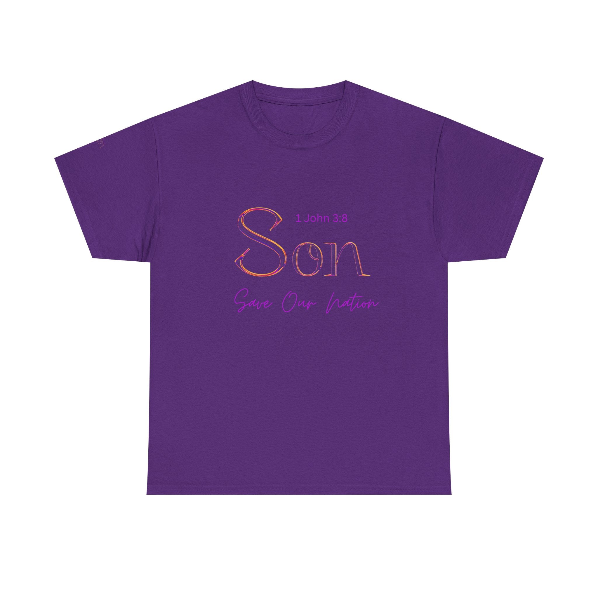 Son Bible Verse T-Shirt — "Son" (1 John 3:8) Savior Our Nation Christian Tee