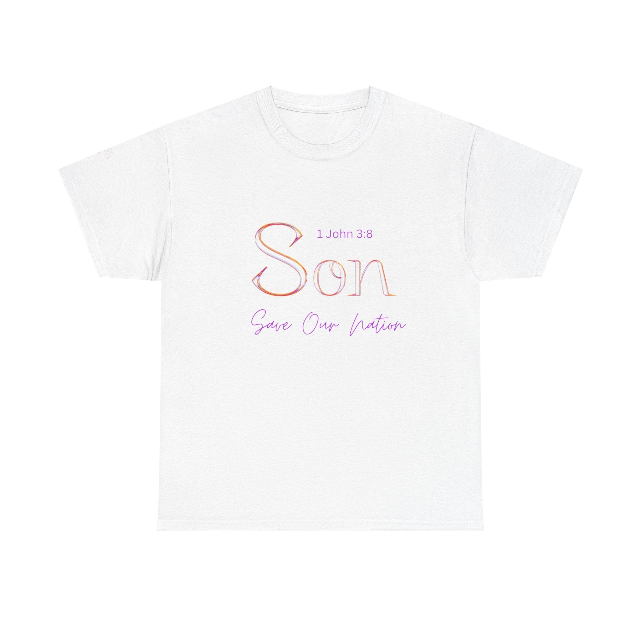 Son Bible Verse T-Shirt — "Son" (1 John 3:8) Savior Our Nation Christian Tee