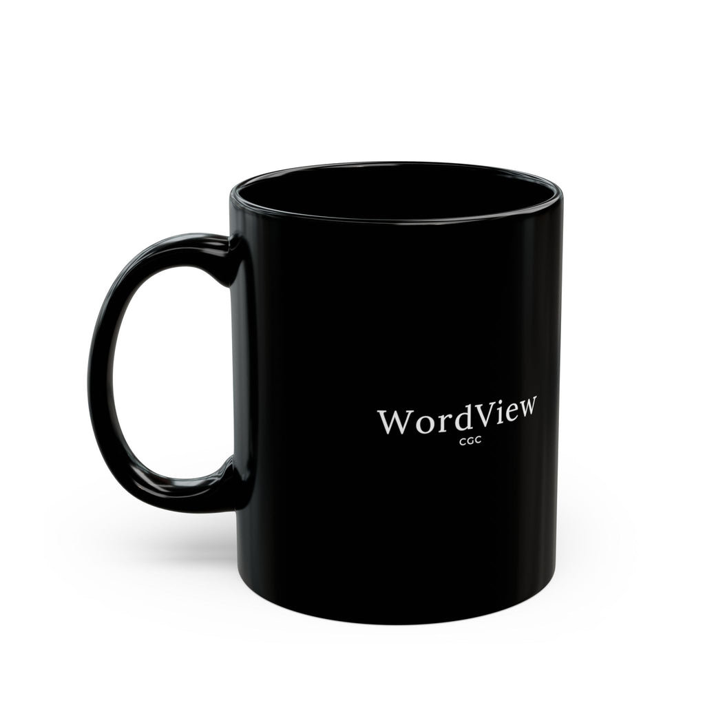 WordView Black Ceramic Mug — Minimalist 11oz & 15oz Coffee Cup