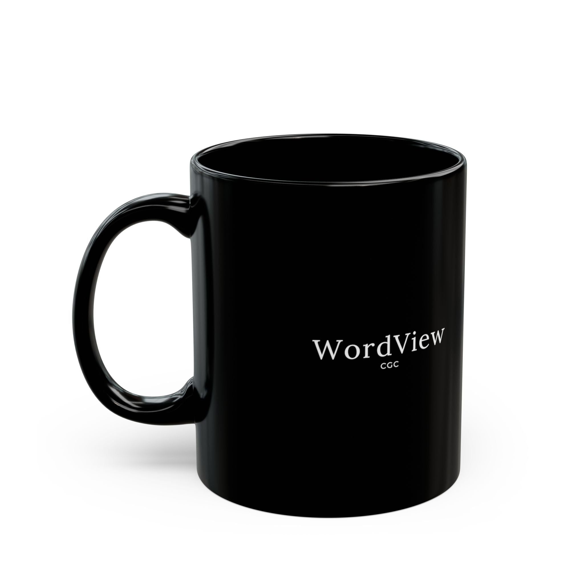 WordView Black Ceramic Mug — Minimalist 11oz & 15oz Coffee Cup