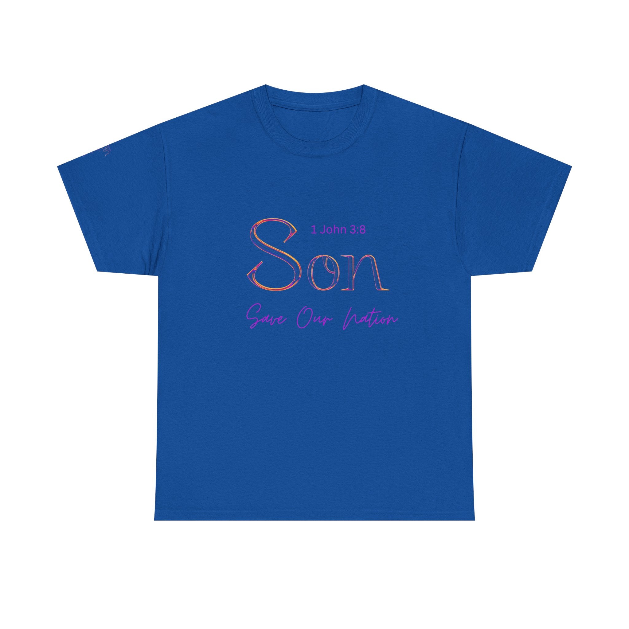 Son Bible Verse T-Shirt — "Son" (1 John 3:8) Savior Our Nation Christian Tee