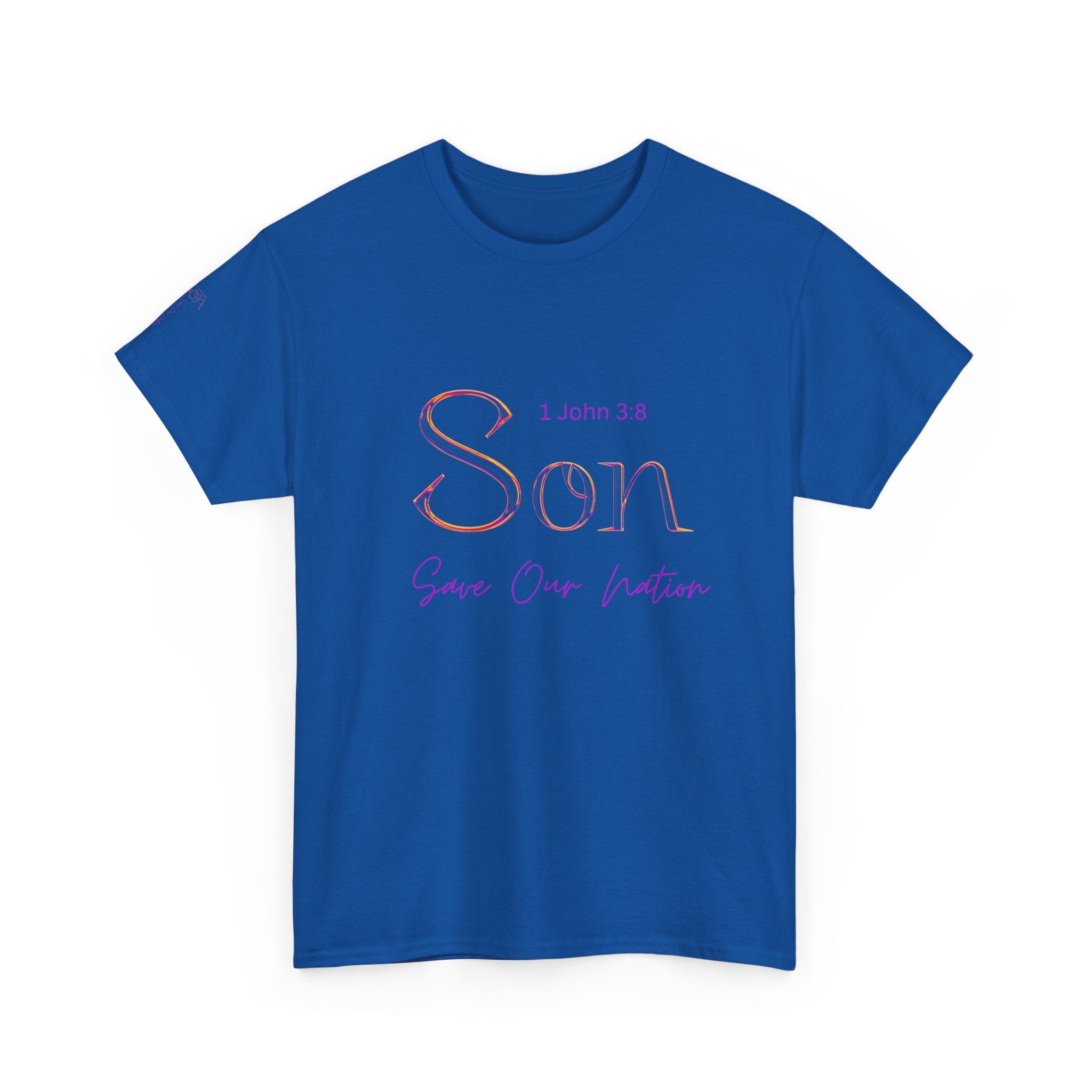 Son Bible Verse T-Shirt — "Son" (1 John 3:8) Savior Our Nation Christian Tee