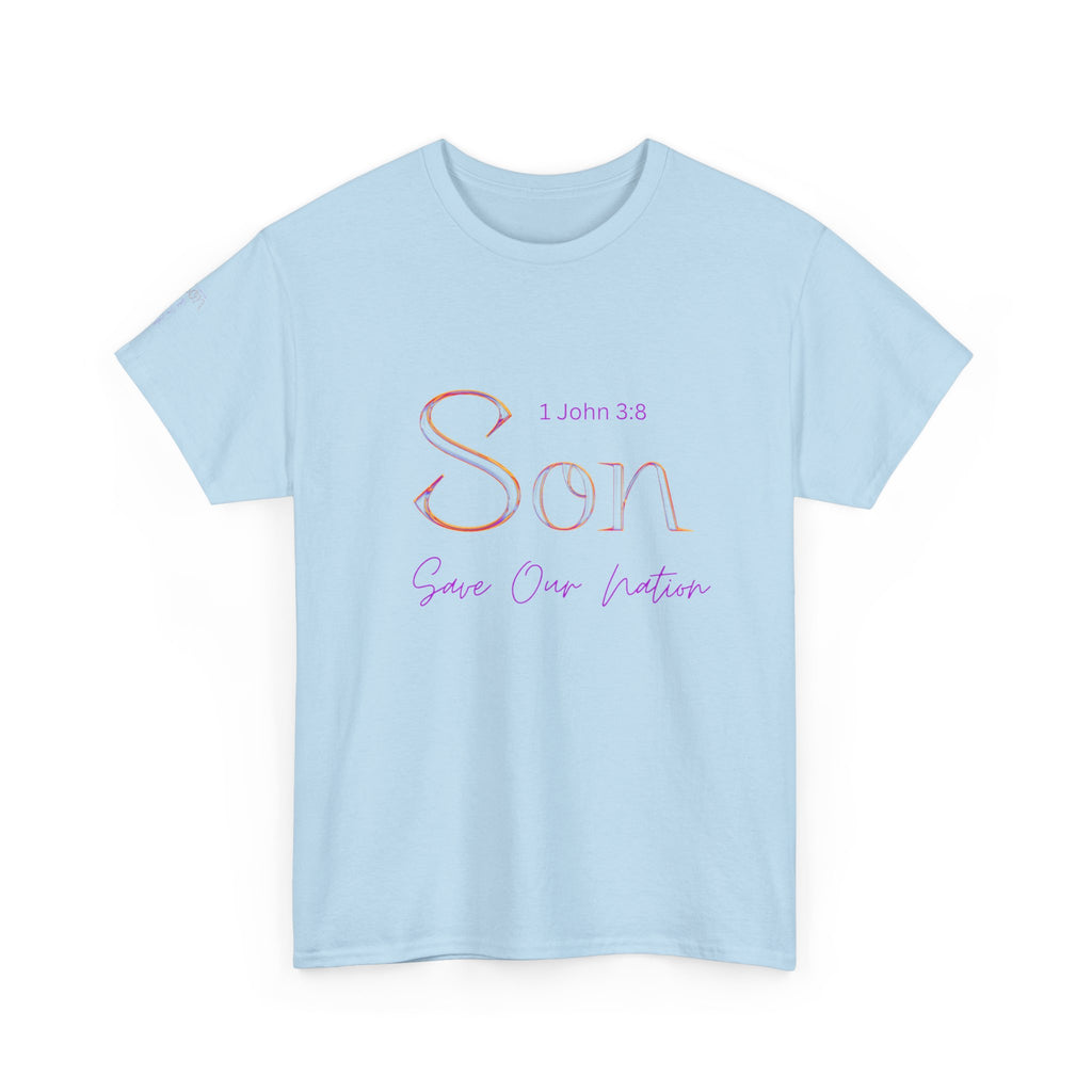 Son Bible Verse T-Shirt — "Son" (1 John 3:8) Savior Our Nation Christian Tee