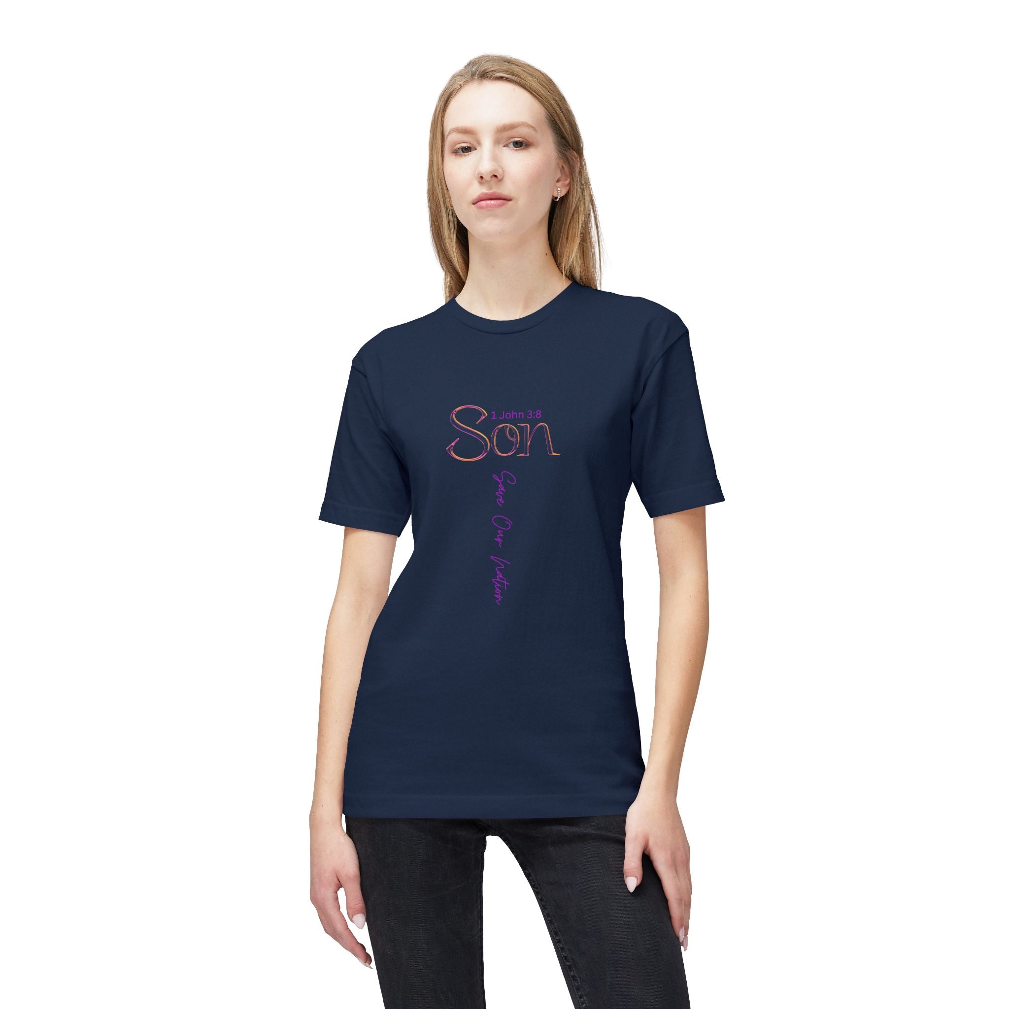 Son Vertical Script T‑Shirt – Pastel Family Love Tee