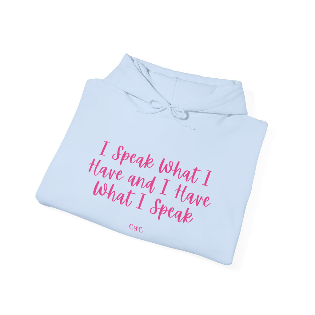 Hoodie — "I Speak What I Have and I Have What I Speak" Inspirational Pullover