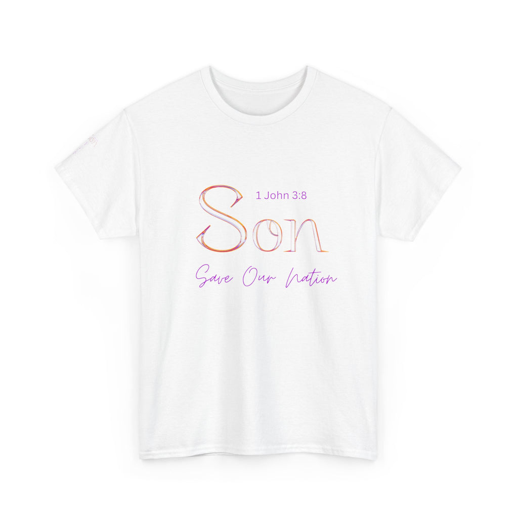 Son Bible Verse T-Shirt — "Son" (1 John 3:8) Savior Our Nation Christian Tee