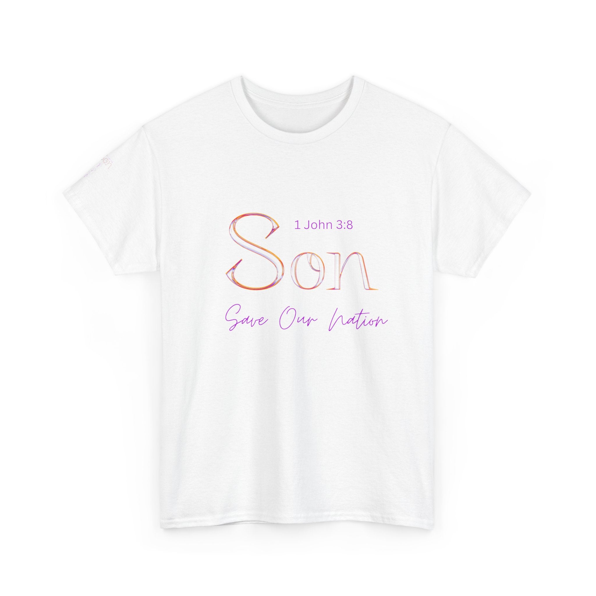 Son Bible Verse T-Shirt — "Son" (1 John 3:8) Savior Our Nation Christian Tee
