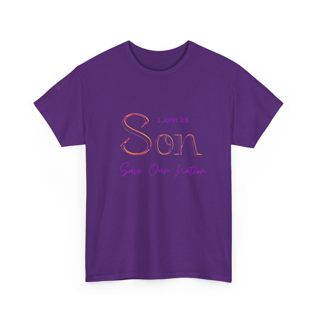 Son Bible Verse T-Shirt — "Son" (1 John 3:8) Savior Our Nation Christian Tee