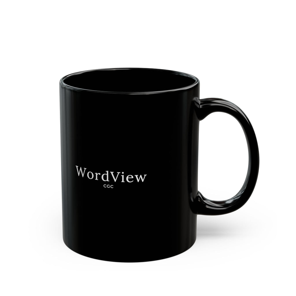 WordView Black Ceramic Mug — Minimalist 11oz & 15oz Coffee Cup