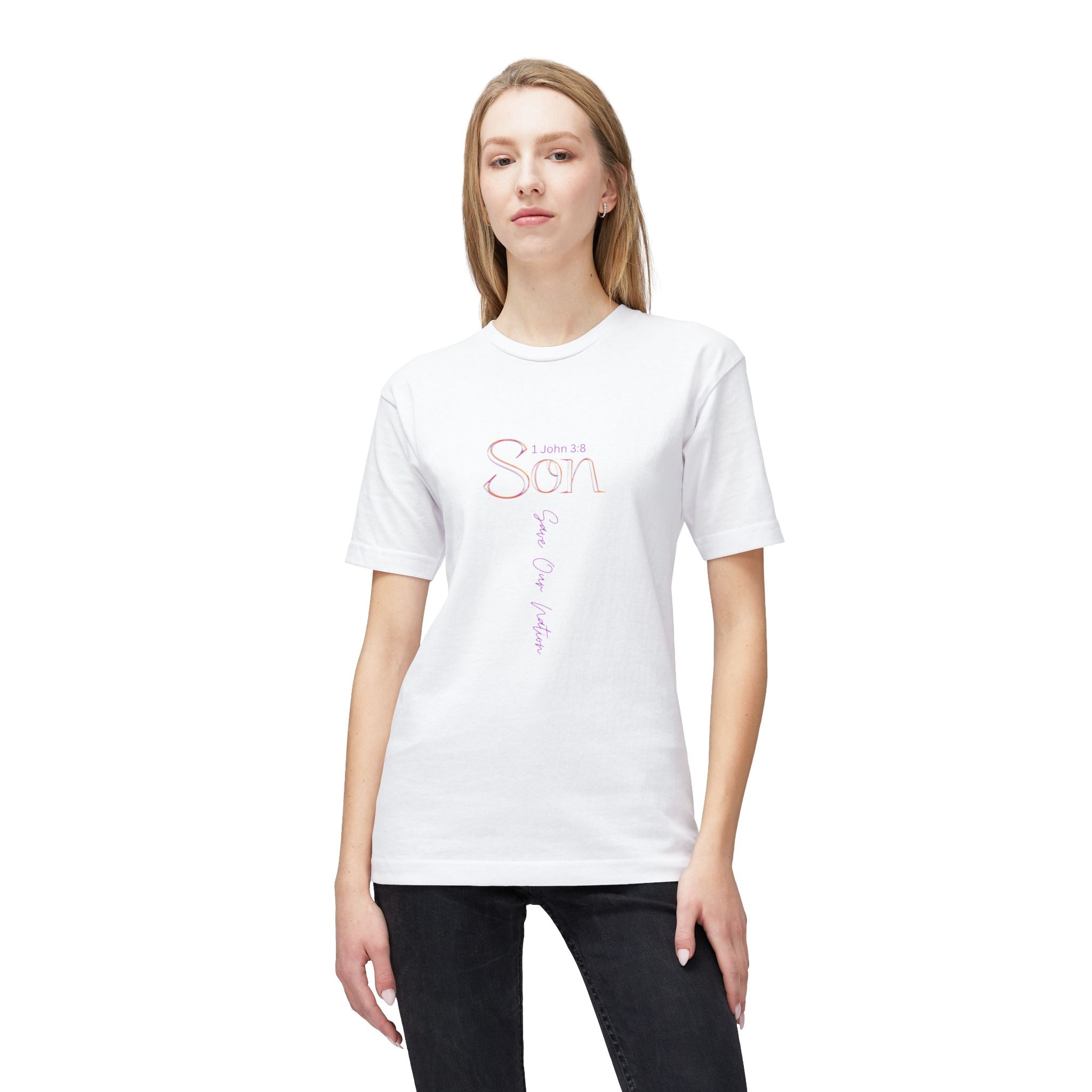 Son Vertical Script T‑Shirt – Pastel Family Love Tee