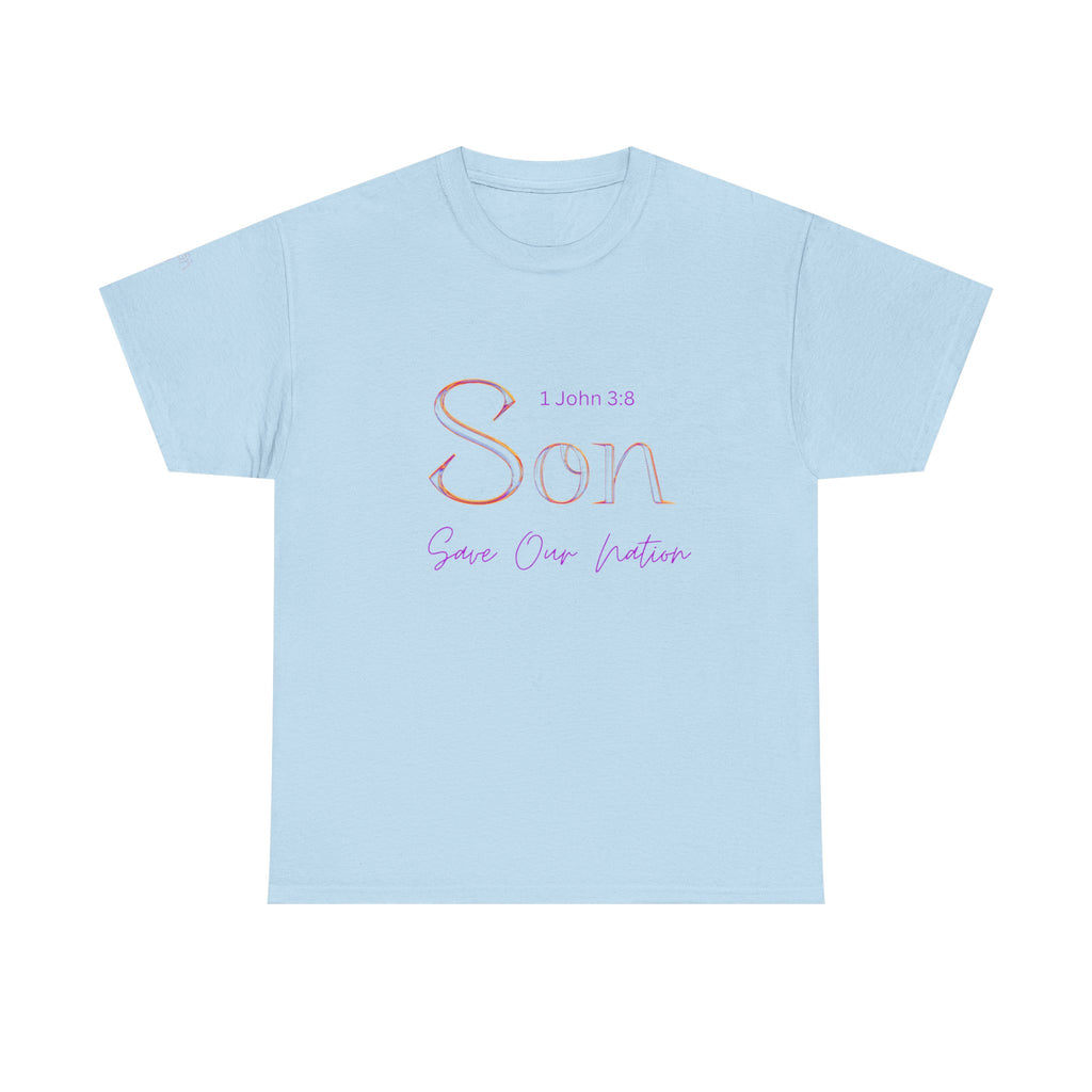 Son Bible Verse T-Shirt — "Son" (1 John 3:8) Savior Our Nation Christian Tee