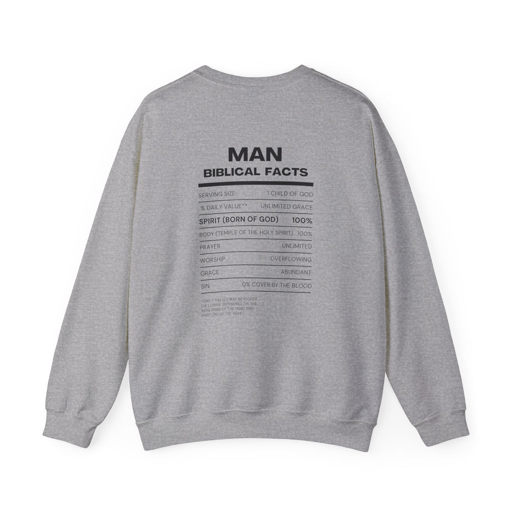 Man of God Crewneck Sweatshirt — "Man" Biblical Facts Christian Pullover