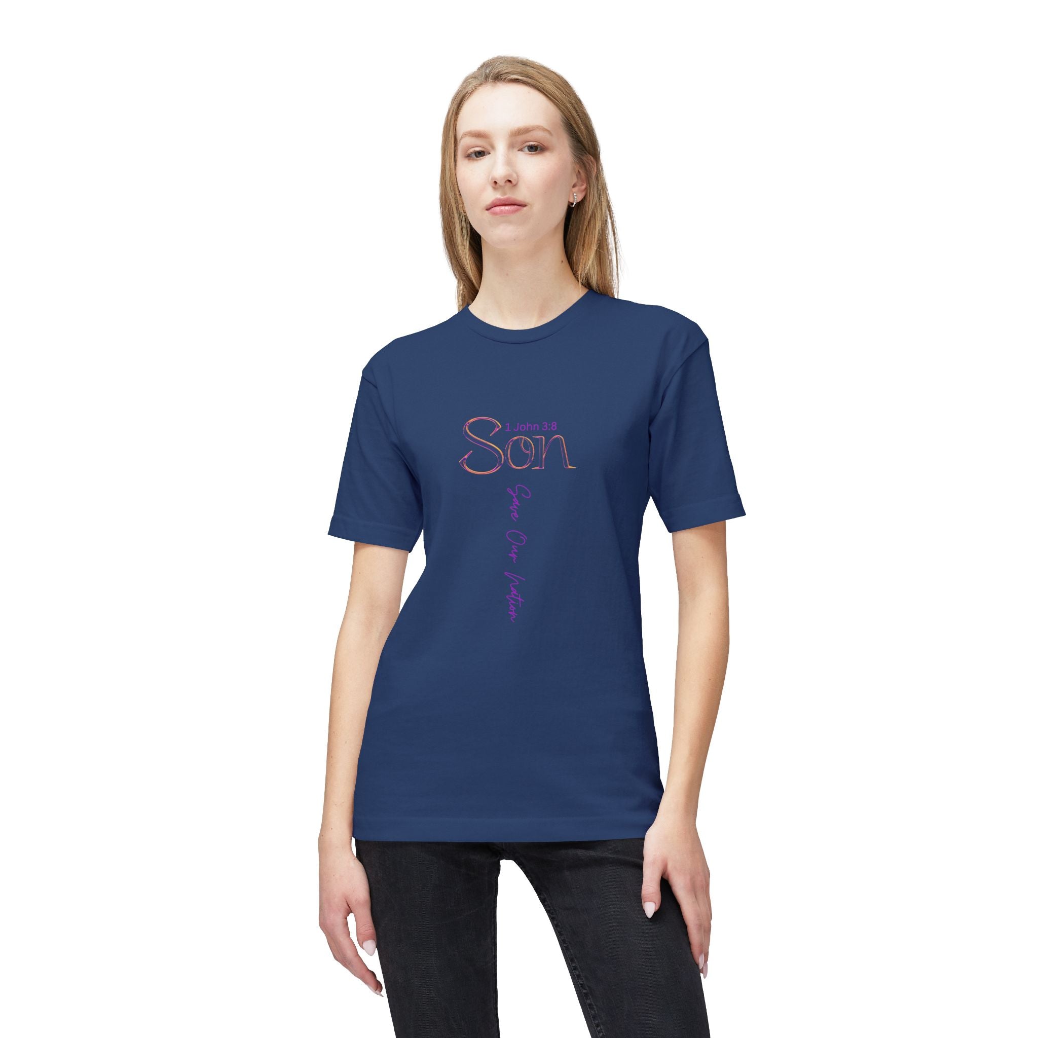 Son Vertical Script T‑Shirt – Pastel Family Love Tee
